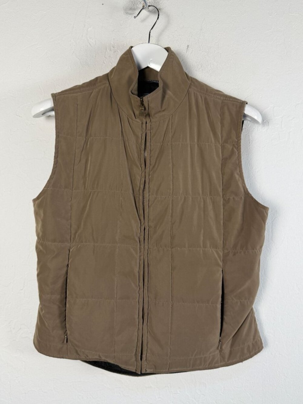 Faconnable Albert Goldberg Women Quilted Puffer Vest Brown Water Resistant Small